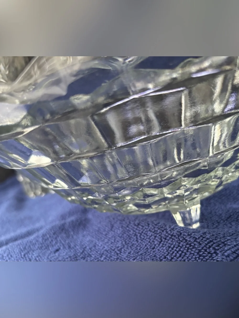 Clear Pressed Glass Footed Bowl - Scalloped Edge